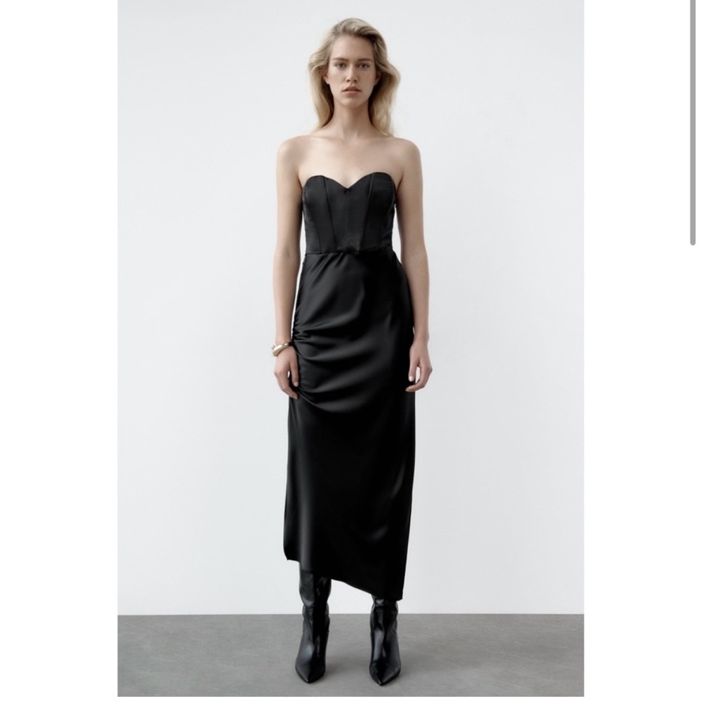 Zara Satin Effect Corset Dress